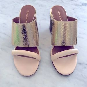 Rebecca Minkoff gold python sandals